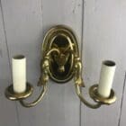 Antique Style Solid Brass Double Candle Wall Light