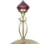 Brass Table Lamp With Cranberry Glass Shade