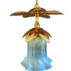 Copper Petals With Blue Vaseline Glass Shade