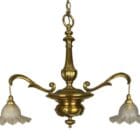Antique Three Arm Brass Chandelier