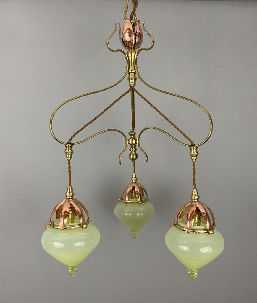 Art Nouveau Chandelier by WAS Benson