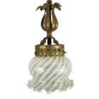 Delicate White Striped Art Nouveau Pendant Light