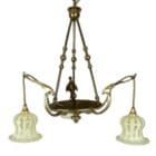 Brass Chandelier Vaseline Glass Shades