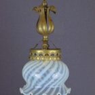 Delicate White Striped Art Nouveau Pendant Light (32131)