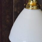 'Ashley' Heavy White Glass Pendant Light with Brass Gallery (16280)