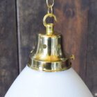 'Ashley' Heavy White Glass Pendant Light with Brass Gallery (16280)
