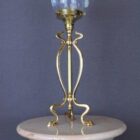 Art Nouveau Style Brass Table Lamp with Hand Blown Vaseline Glass Shade