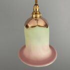 Art Nouveau Burmese Vaseline Glass Pendant Light (23050)