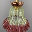 Art Nouveau Cranberry Glass Pendant Light with Dragon Fly (23050-4)