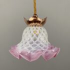 Art Nouveau Vaseline Glass Pendant Light - Checked Design (23050-8)