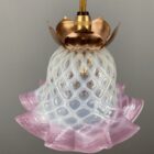 Art Nouveau Vaseline Glass Pendant Light - Checked Design (23050-8)