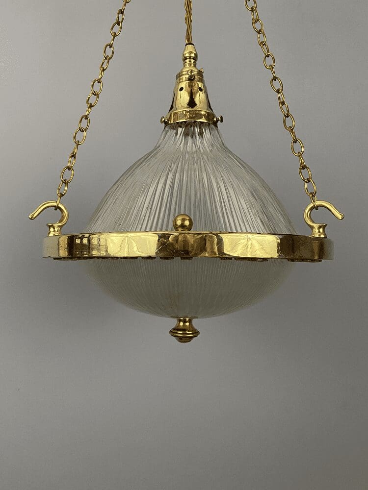 Holophane Pendant Light with Cast Brass Ring (32089)
