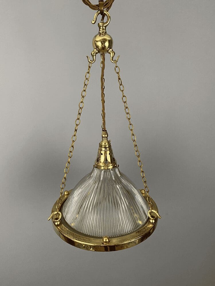 Holophane Pendant Light with Cast Brass Ring (32089)