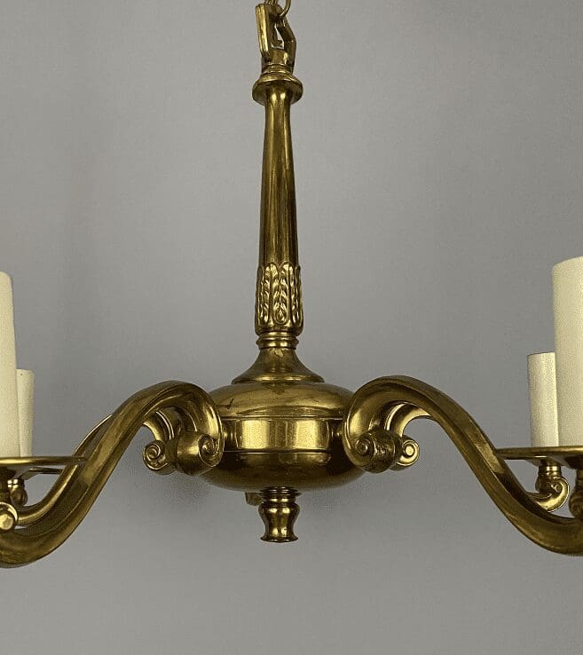 Antique Five Arm Brass Chandelier (32100)