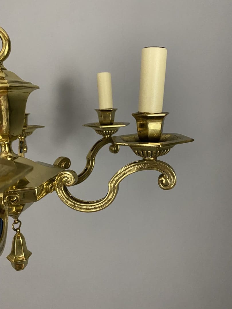 Antique Six Arm Brass Chandelier (32101)