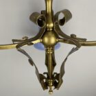 Art Nouveau Three Arm Chandelier with Blue Glass Shades (32183)