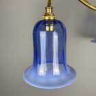 Art Nouveau Three Arm Chandelier with Blue Glass Shades (32183)