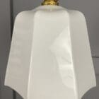Small Vintage White Glass Pendant Light with Umbrella Detail Edge (41013)