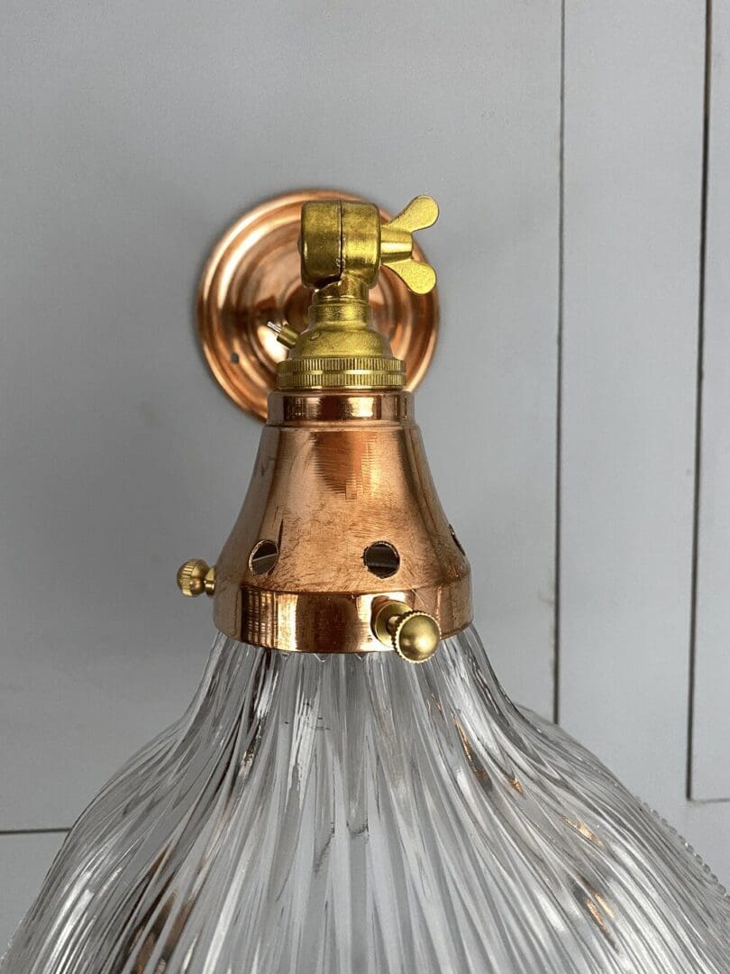 Copper and Brass Wall Light Holophane Shade (91039)
