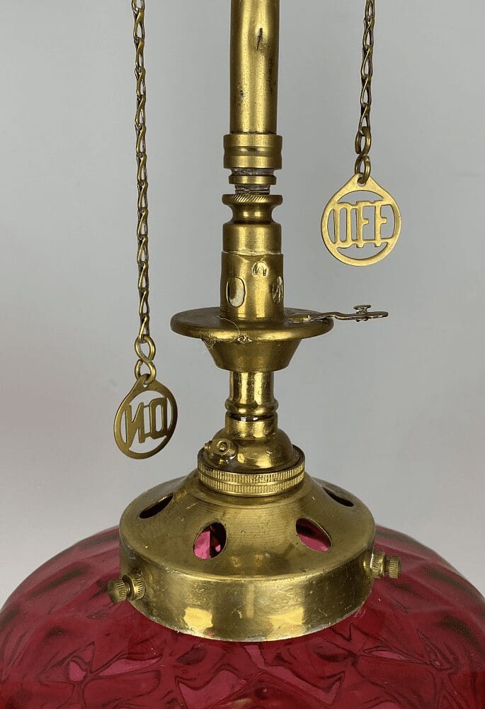 Converted Antique Gas Light with Cranberry Glass Shade (41046)