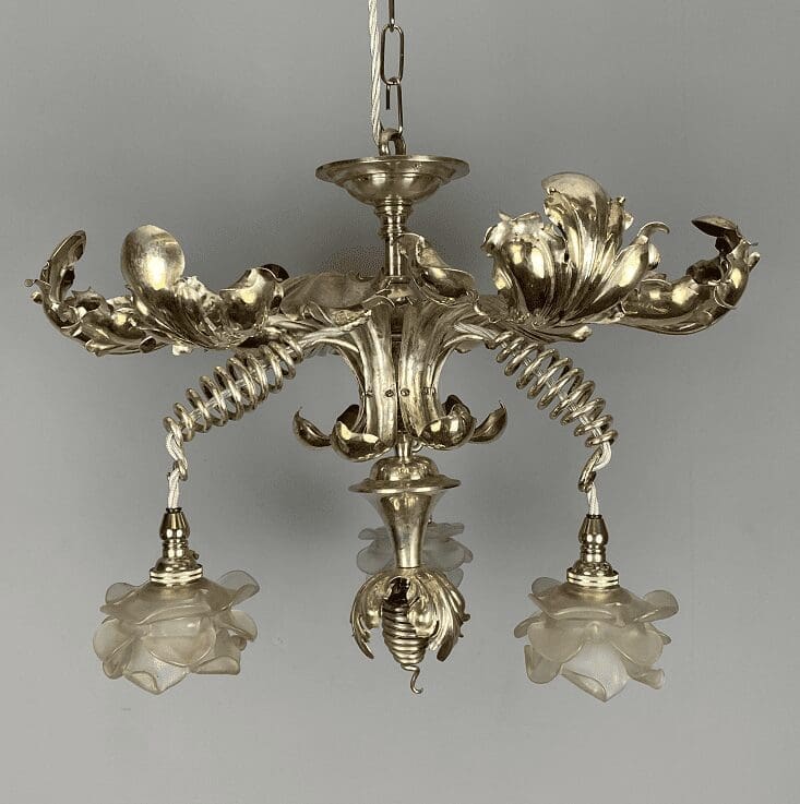 GEC Silver Plated Ornate Leaf Chandelier (21112)