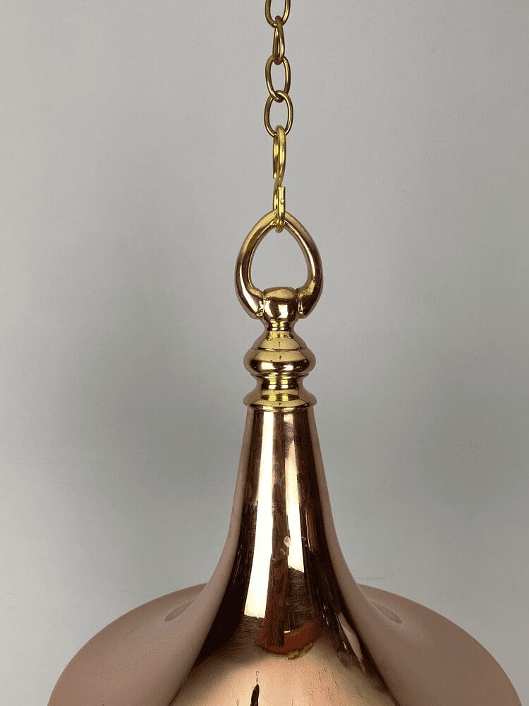 WITCHES HAT - Large Copper Pendant Light with Vaseline Glass Egg Shade (32190)