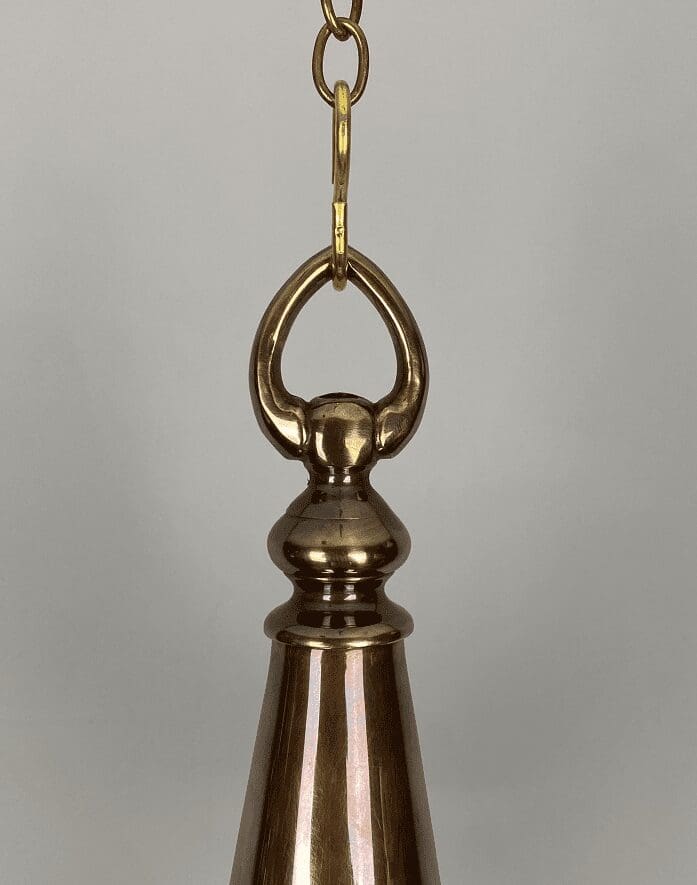 WITCHES HAT - Large Aged Copper Pendant Light with Vaseline Teardrop Shade (32192)