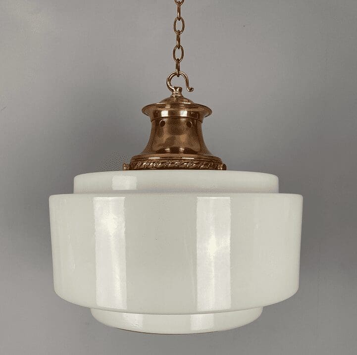 Geometric Art Deco Opaline Glass Pendant Light (32193)