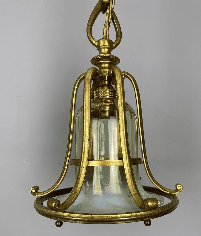 Art Nouveau Caged Opalescent Glass Pendant Light (23100)