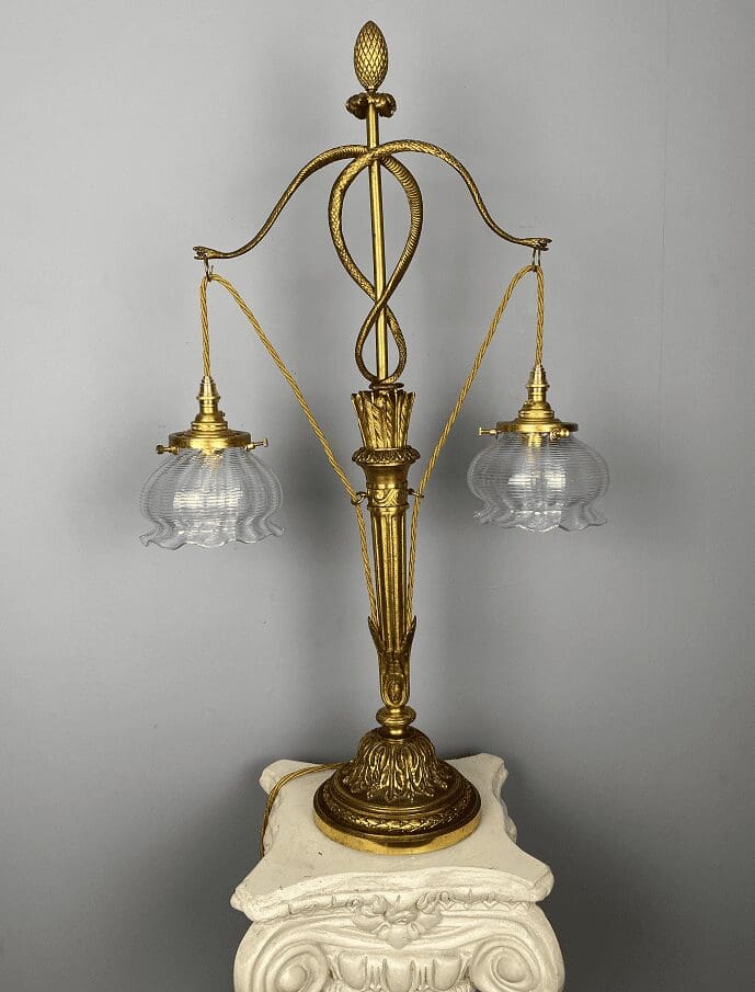 Antique French Table Lamp Caduseus - Rod of Hermes (23099)