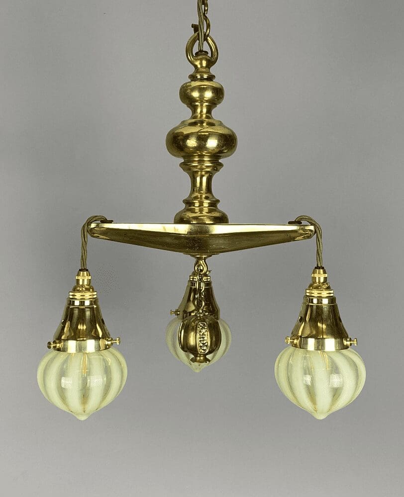 Robert Lorimer Three Arm Brass Chandelier (21229)