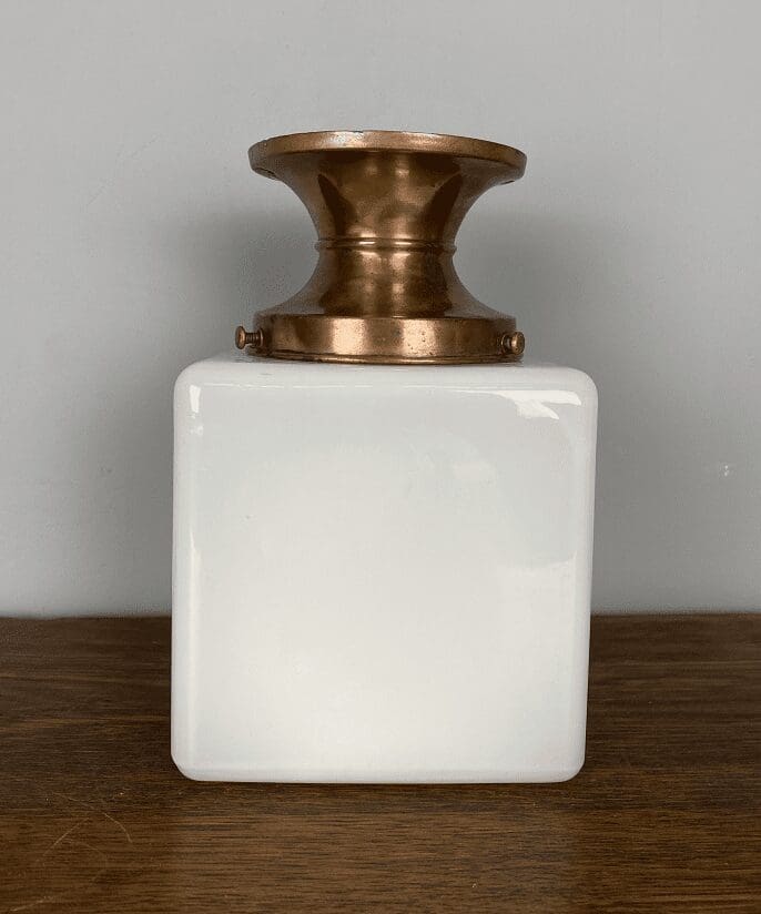Flush Fitting Art Deco Opaline Cube Light (32198)