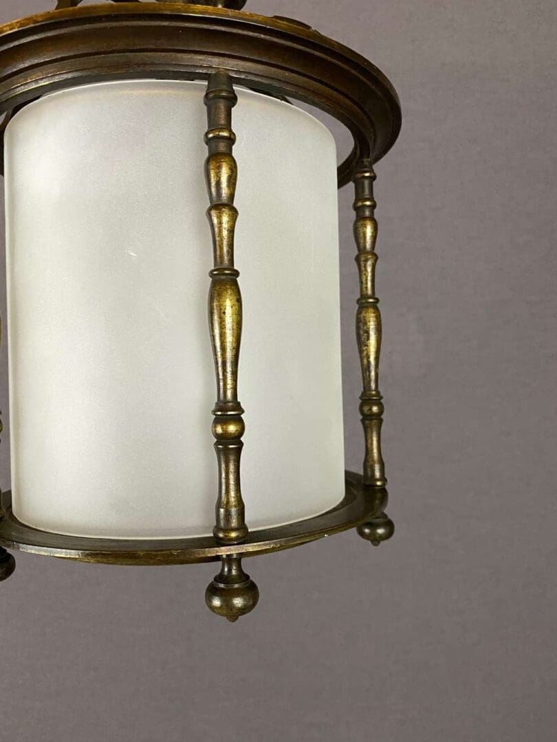 Antique Lantern with Bronzed Frame and Frosted Glass (20144)