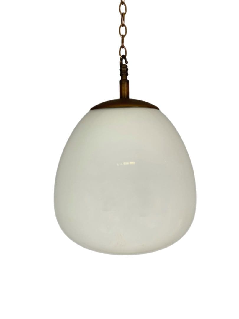 Large Art Deco White Glass Tulip Pendant Light (41057)