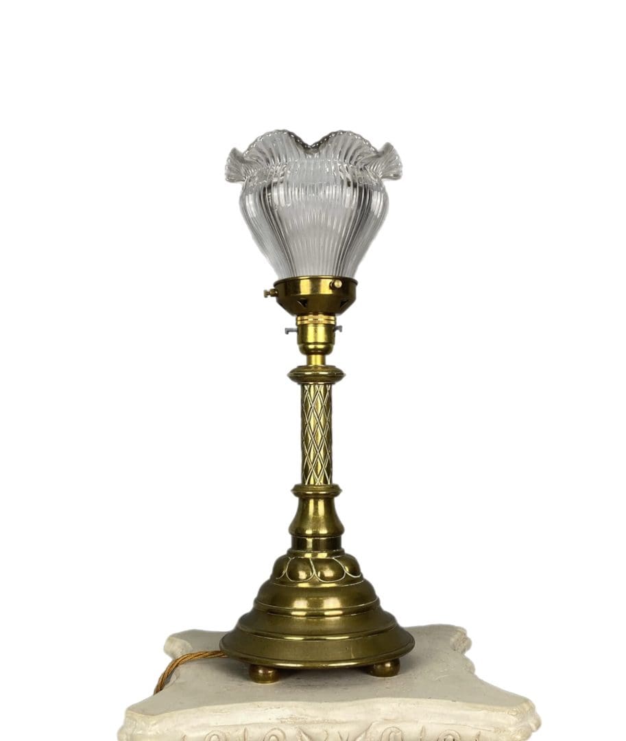 Brass Table Lamp with Holophane Shade (23109)