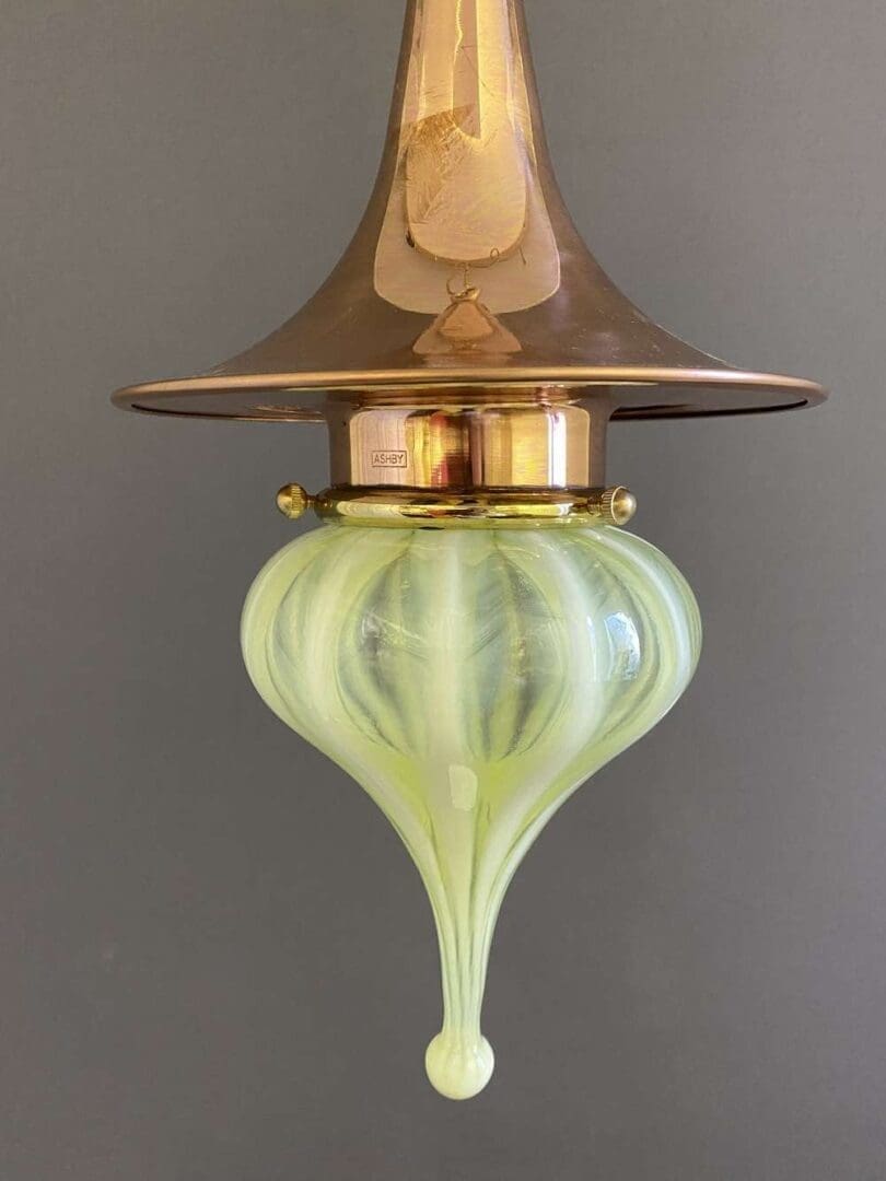 WITCHES HAT - Large Copper Pendant Light with Vaseline Glass (22038)
