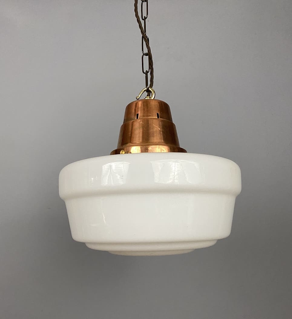 'Taylor' Art Deco Geometric White Glass Pendant Light