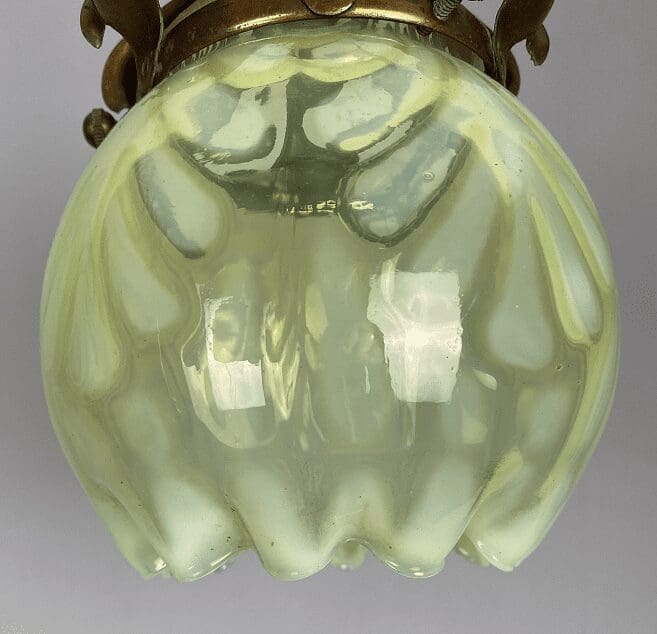Small Art Nouveau Vaseline Glass Pendant Light (32205)
