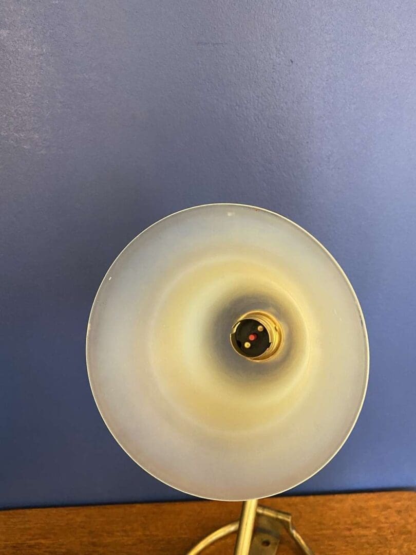 Art Nouveau Table Lamp - Heart Shaped Base and Vaseline Shade (21215)