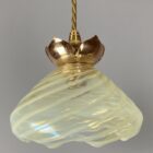 Original Art Nouveau Vaseline Glass Pendant Light (23015)