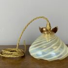 Original Art Nouveau Vaseline Glass Pendant Light (23015)