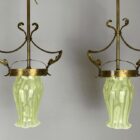 SOLD Large Vaseline Glass Tulip Pendant Light (22437)