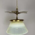 Antique Vaseline Glass Pendant Light with Petal Detail (41056)