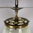 Antique Vaseline Glass Pendant Light with Petal Detail (41056)