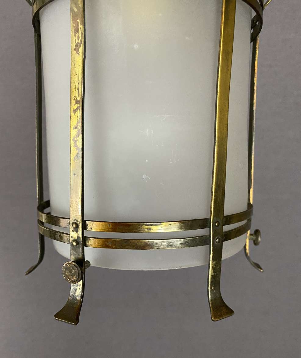 Art Nouveau Brass Lantern with Domed Top (20140)