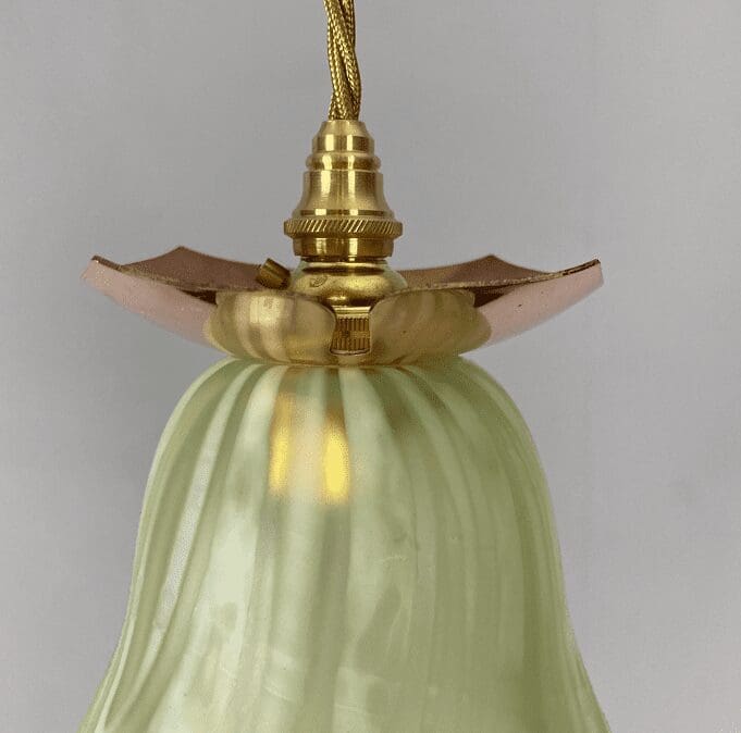 Art Nouveau Vaseline Glass Pendant Light (23125)