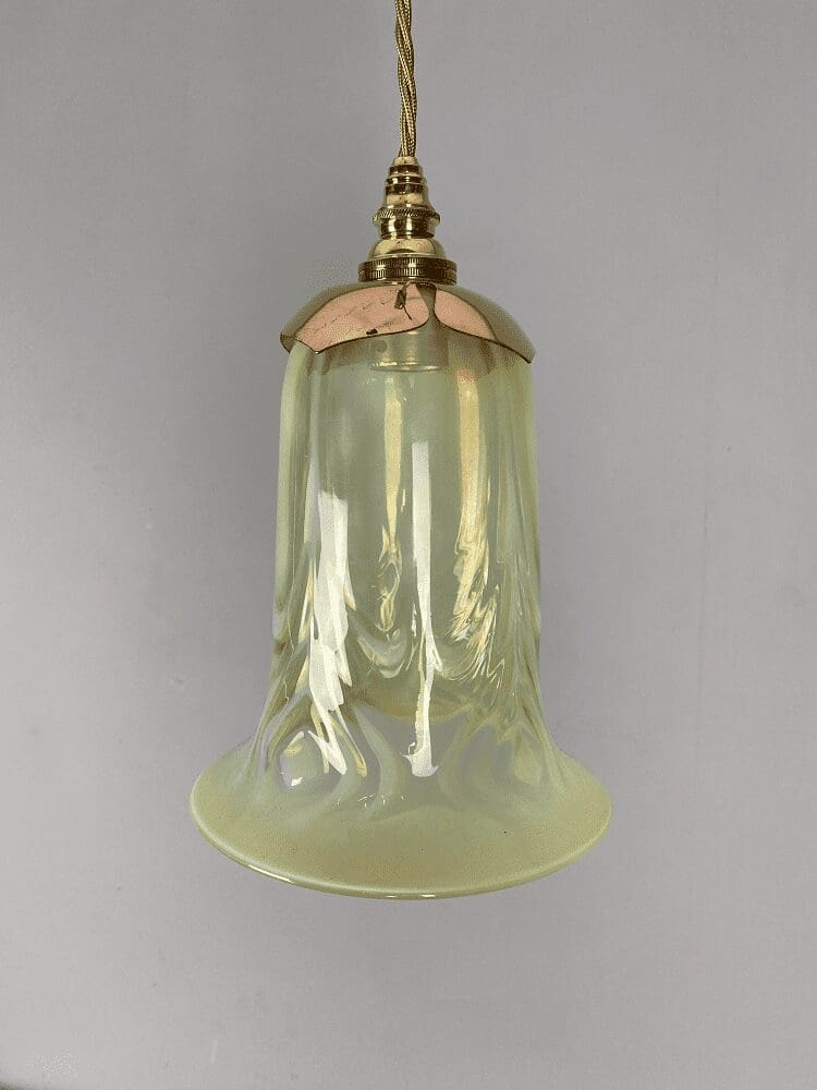 Art Nouveau Vaseline Glass Pendant Light (41052)