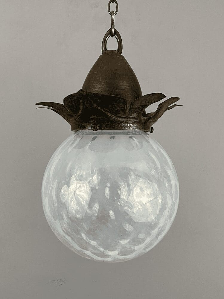 Arts and Crafts Vaseline Glass Globe Pendant Light (22372)
