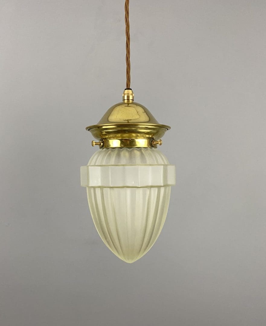 Art Deco Frosted Glass Acorn Pendant Light (22386)