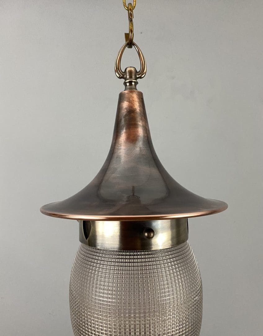 WITCH'S HAT - Copper Pendant Light with Holophane Acorn (22393)